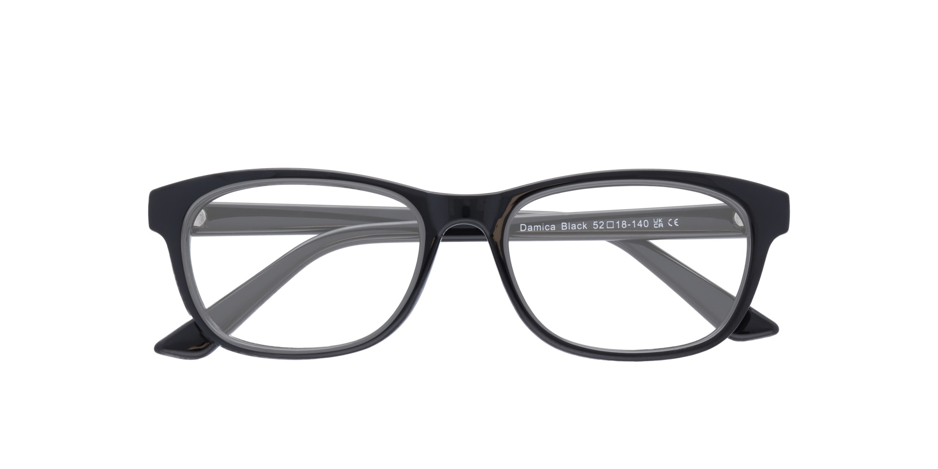 Damica Black PlasticEyeglass Frames for Glasses Direct, Closed View