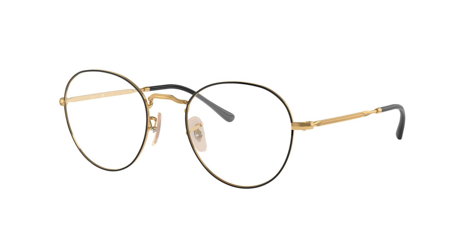 RB3582V Black On Gold MetalEyeglass Frames for Glasses Direct, Angle View