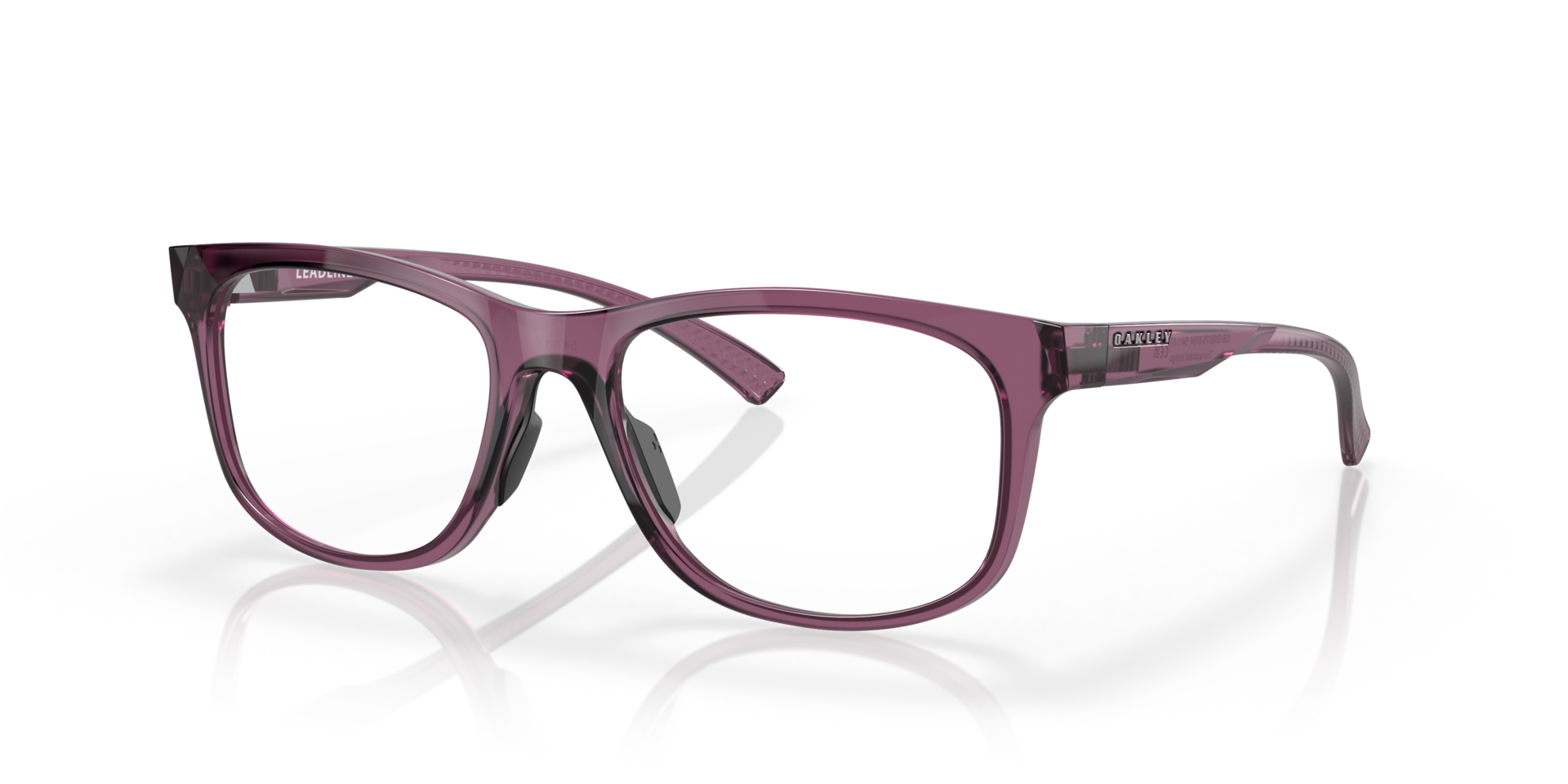 Leadline Transparent Indigo PlasticEyeglass Frames for Glasses Direct, Angle View