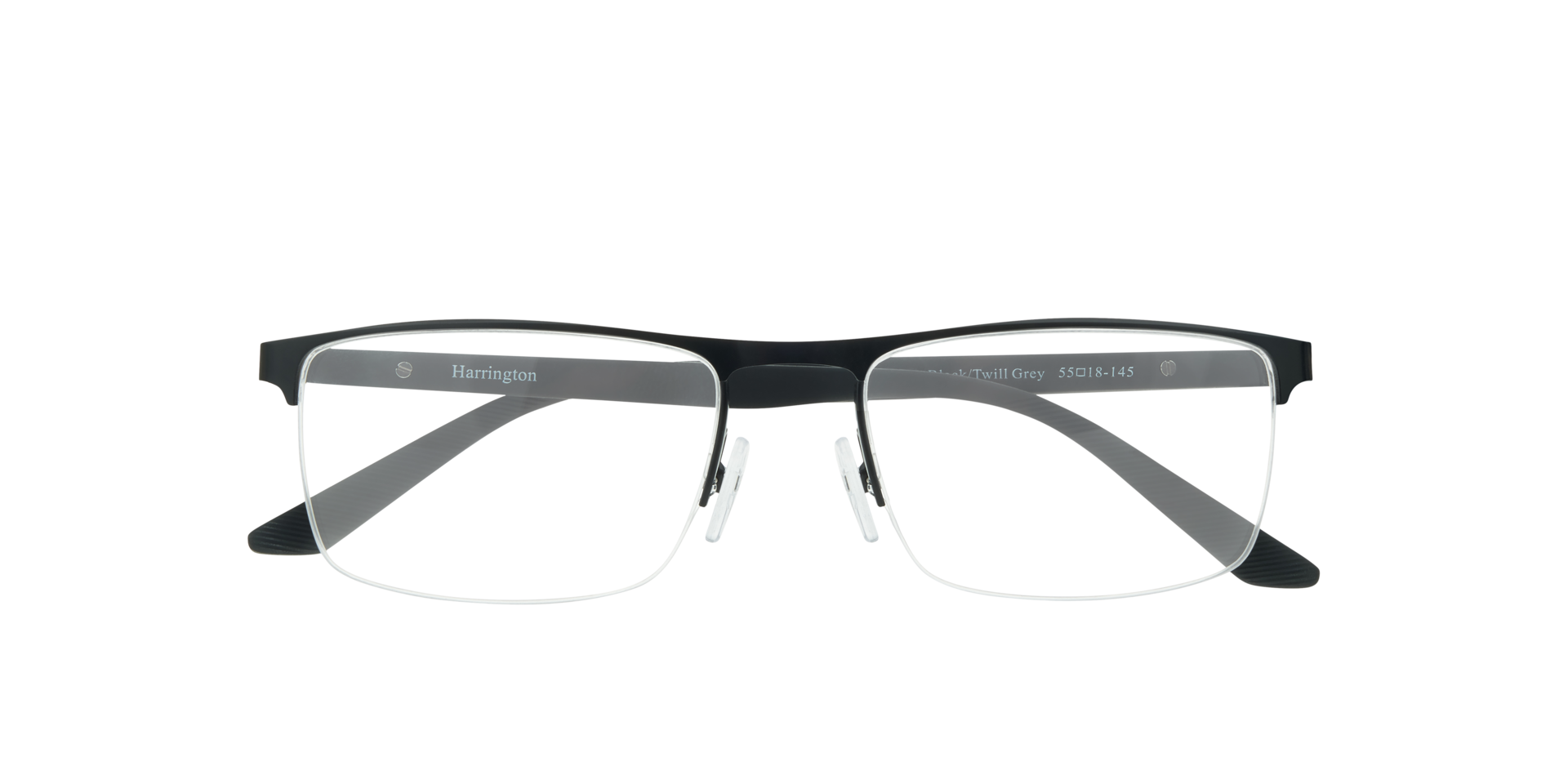 Jeffrey Matte Black & Twill Grey MetalEyeglass Frames for Glasses Direct, Closed View
