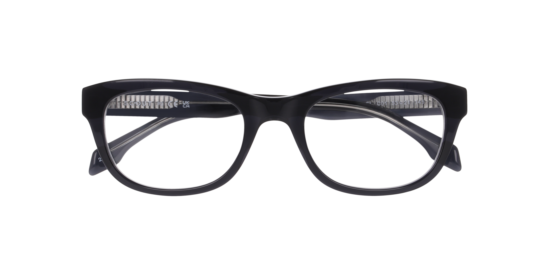 Nathanael Bilayer Black & Crystal Grey AcetateEyeglass Frames for Glasses Direct, Closed View