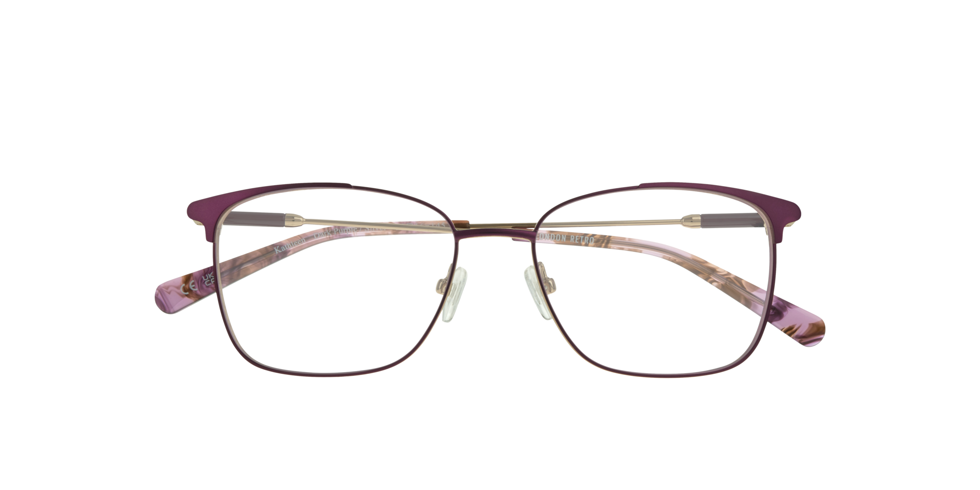 Kathleen Dark Purple & Silver MetalEyeglass Frames for Glasses Direct, Closed View