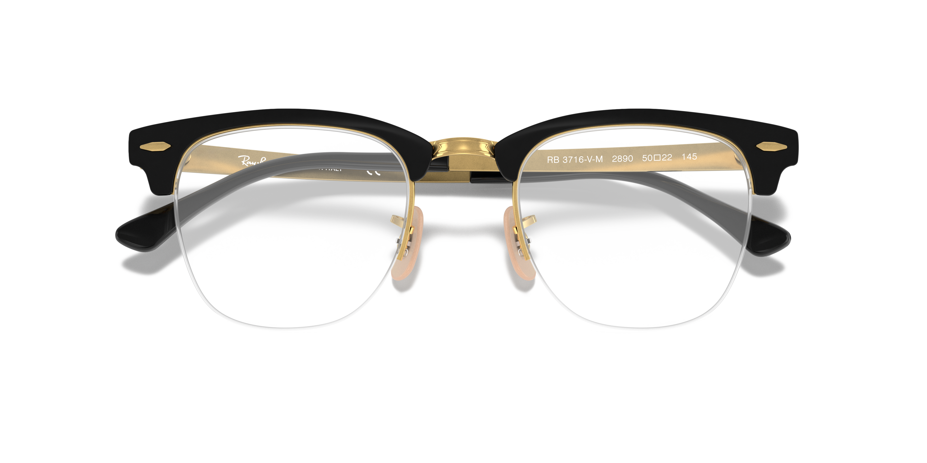 RB3716VM Black On Gold MetalEyeglass Frames for Glasses Direct, Closed View