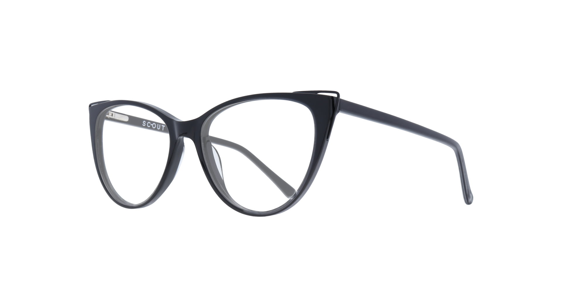 Arabella Shiny Black  &  Matte Black AcetateEyeglass Frames for Glasses Direct, Angle View