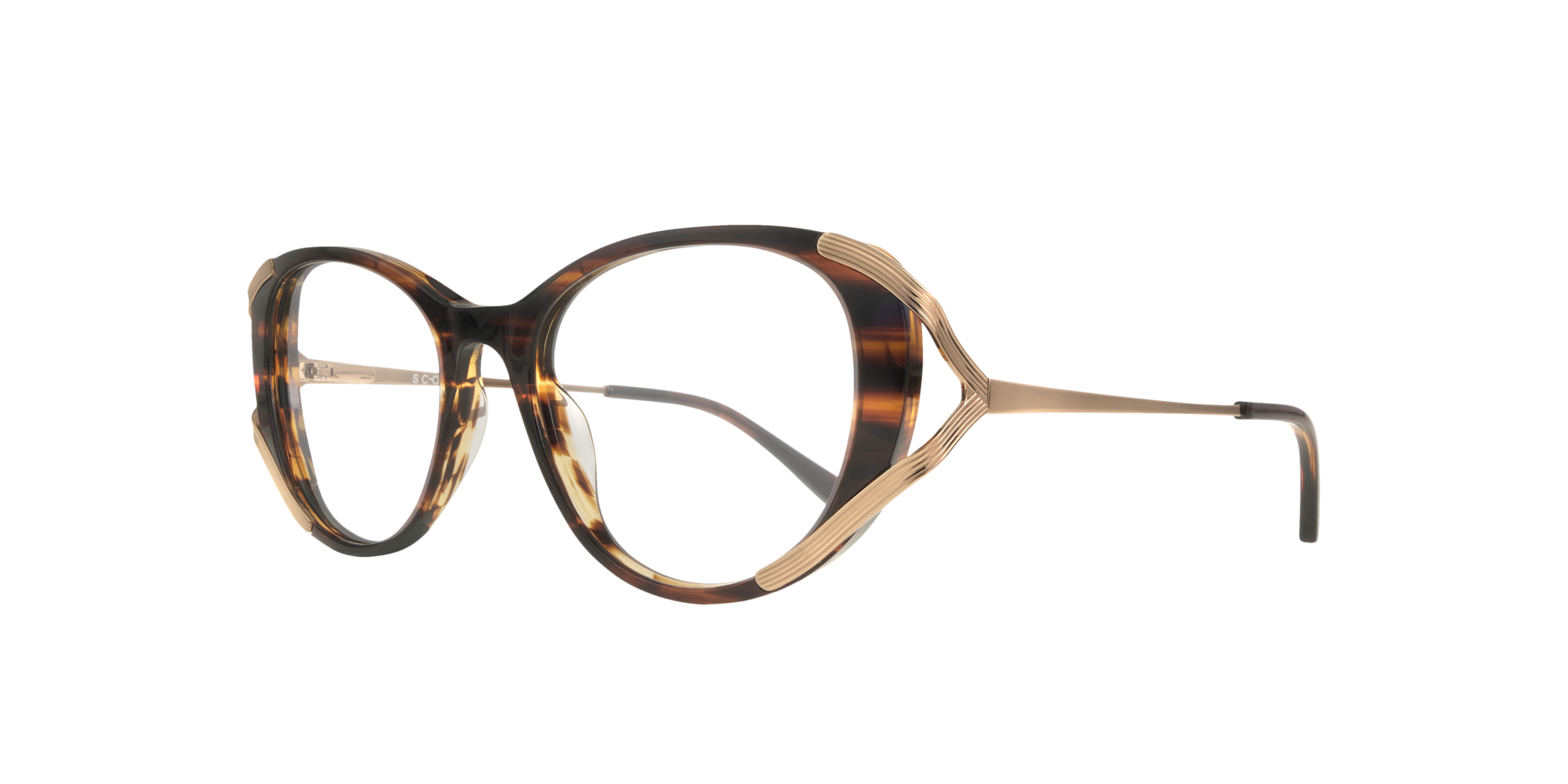 Lillian Brown & Gold AcetateEyeglass Frames for Glasses Direct, Angle View