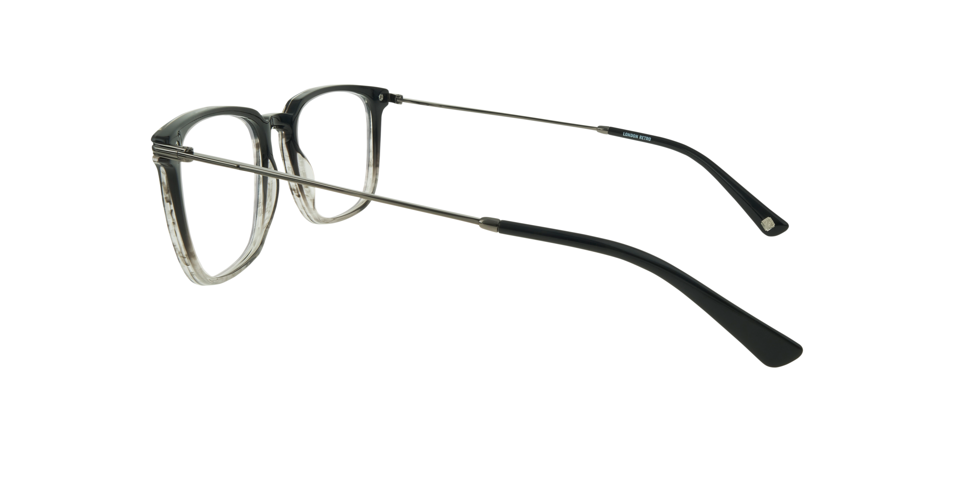 Limehouse Black & Grey & Gunmetal AcetateEyeglass Frames for Glasses Direct, Side View