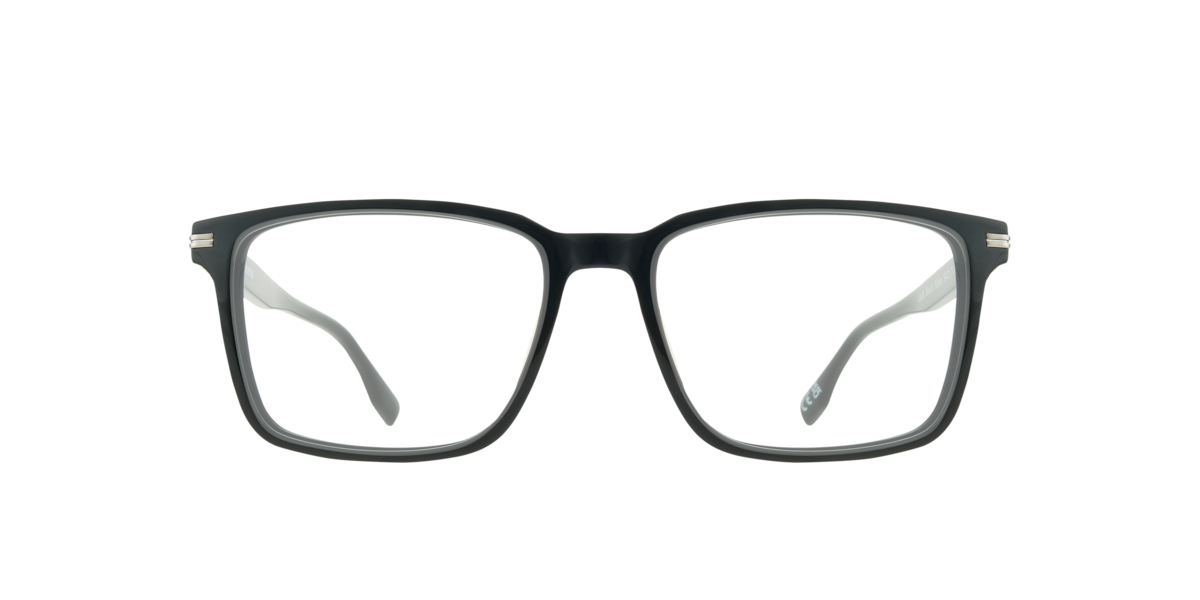 London Retro Men's Black,Silver Black/Silver Rectangle Acetate Eyeglasses Online - Full Rim - Leith