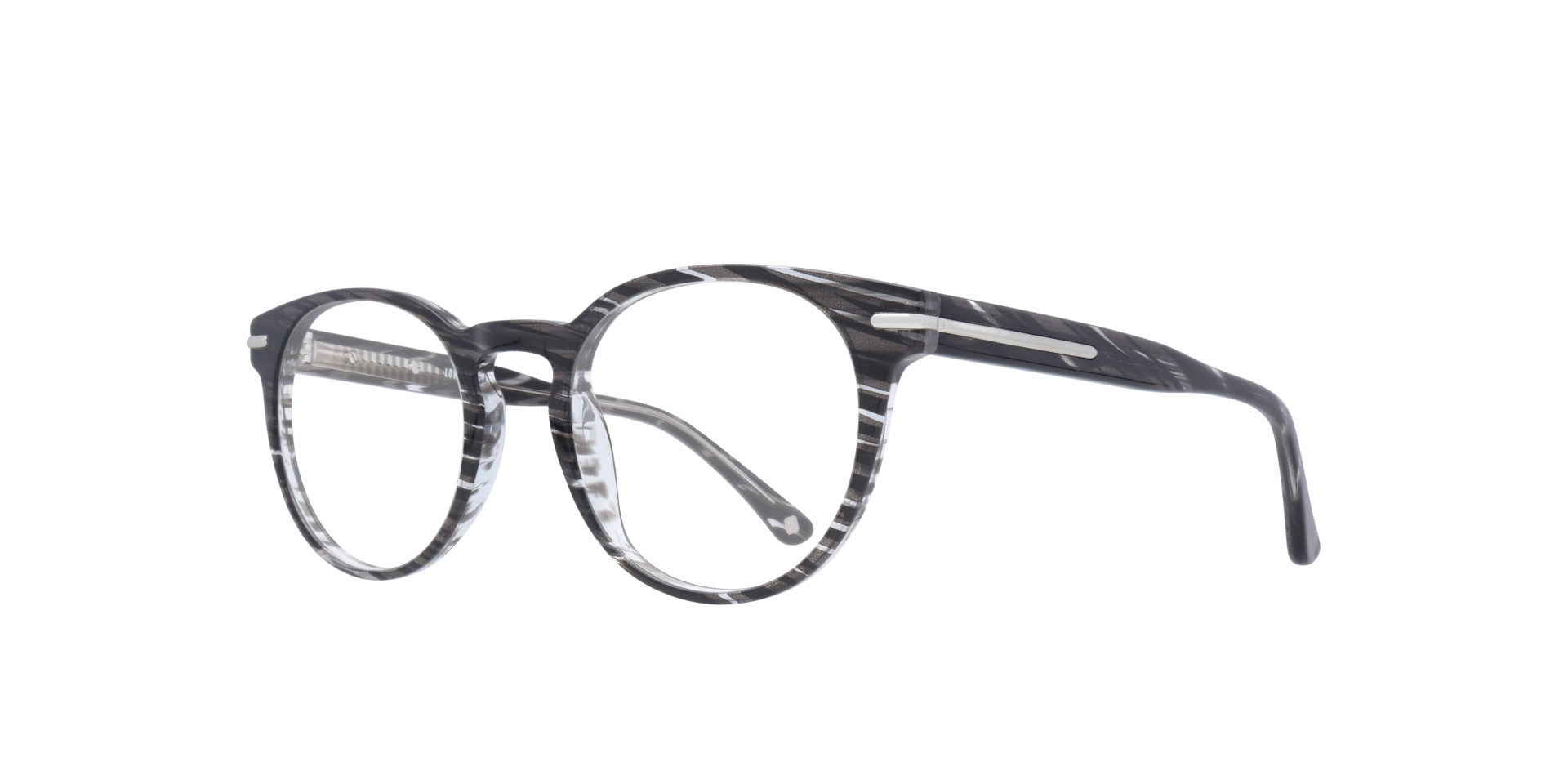 Dalston Shiny Grey Stripes AcetateEyeglass Frames for Glasses Direct, Angle View