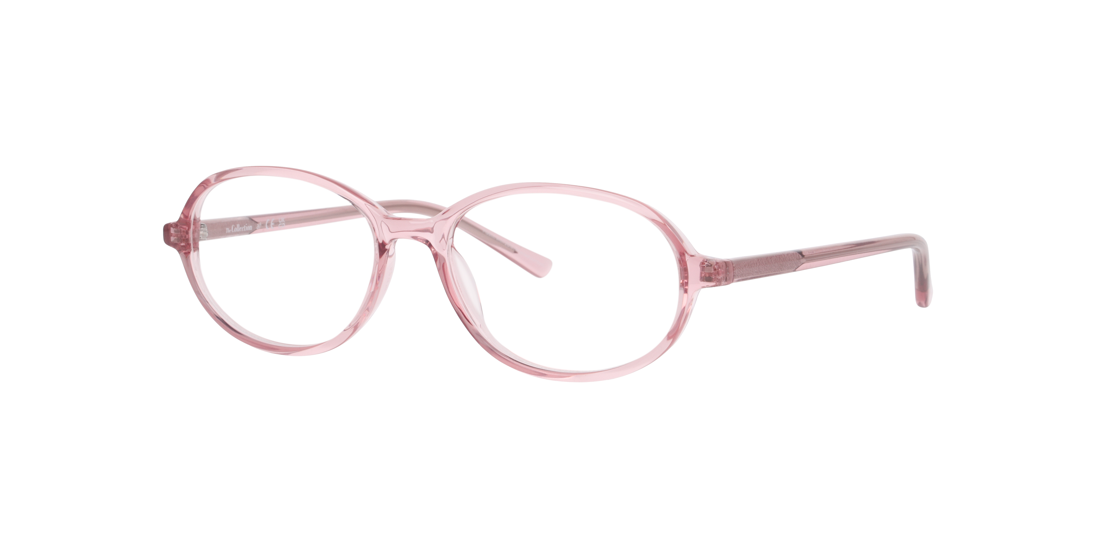 Nancy Transparent Pink PlasticEyeglass Frames for Glasses Direct, Angle View