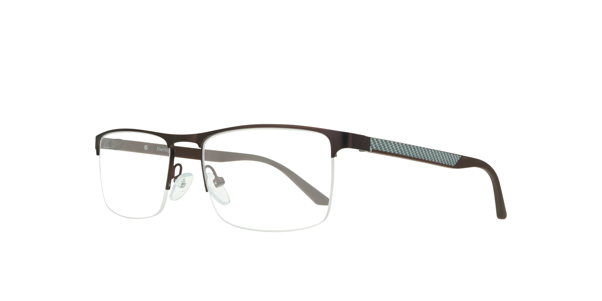 Jeffrey Matte Brown & Twill Silver MetalEyeglass Frames for Glasses Direct, Angle View
