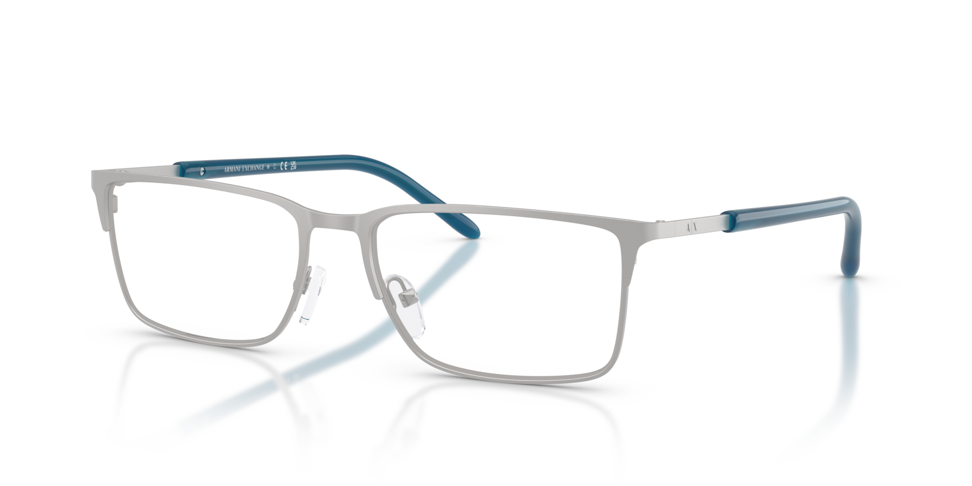 AX1073 Matte Silver MetalEyeglass Frames for Glasses Direct, Angle View
