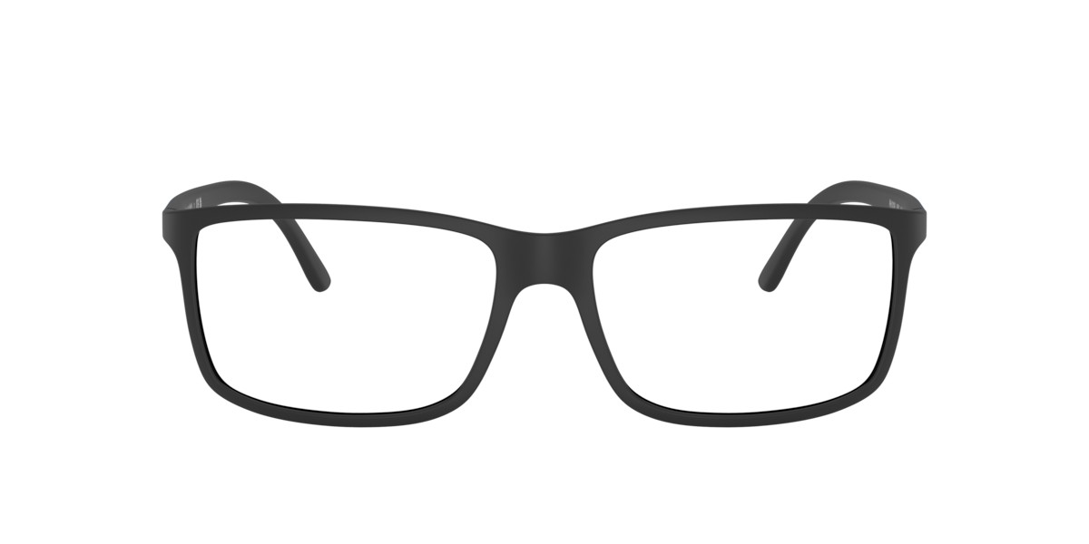 Polo Ralph Lauren Men's Matte Black Rectangle Plastic Eyeglasses Online - Full Rim - Ph2126