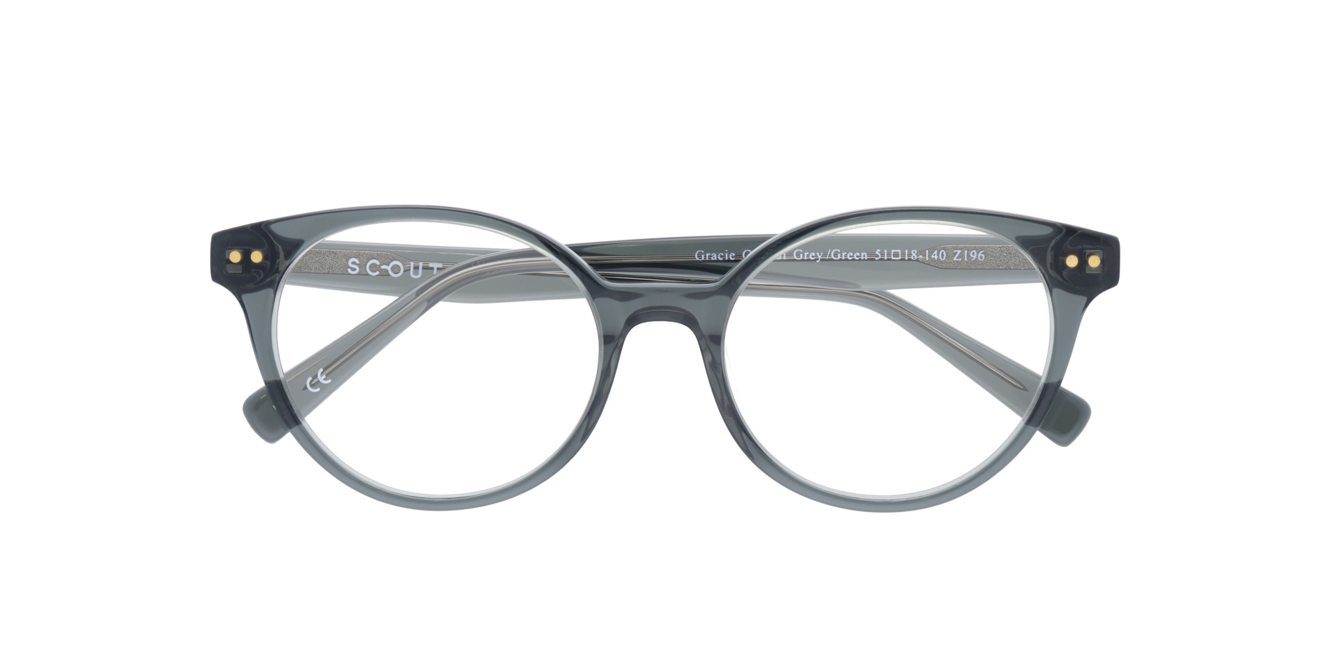 Gracie Crystal Grey & Green AcetateEyeglass Frames for Glasses Direct, Closed View