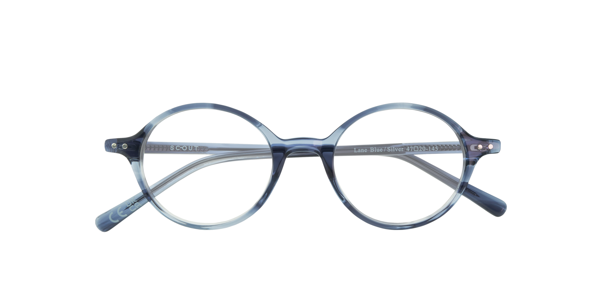 Lane Blue & Silver AcetateEyeglass Frames for Glasses Direct, Closed View