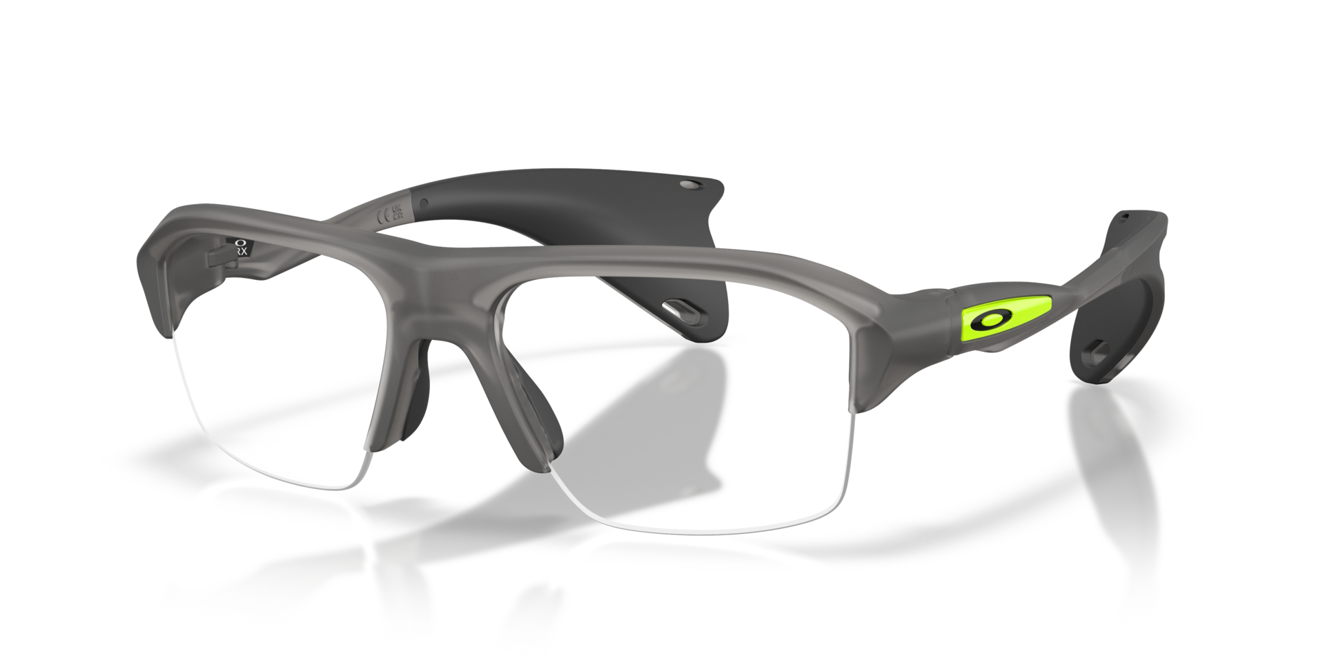 Stunt Glider Satin Grey Smoke PlasticEyeglass Frames for Glasses Direct, Angle View