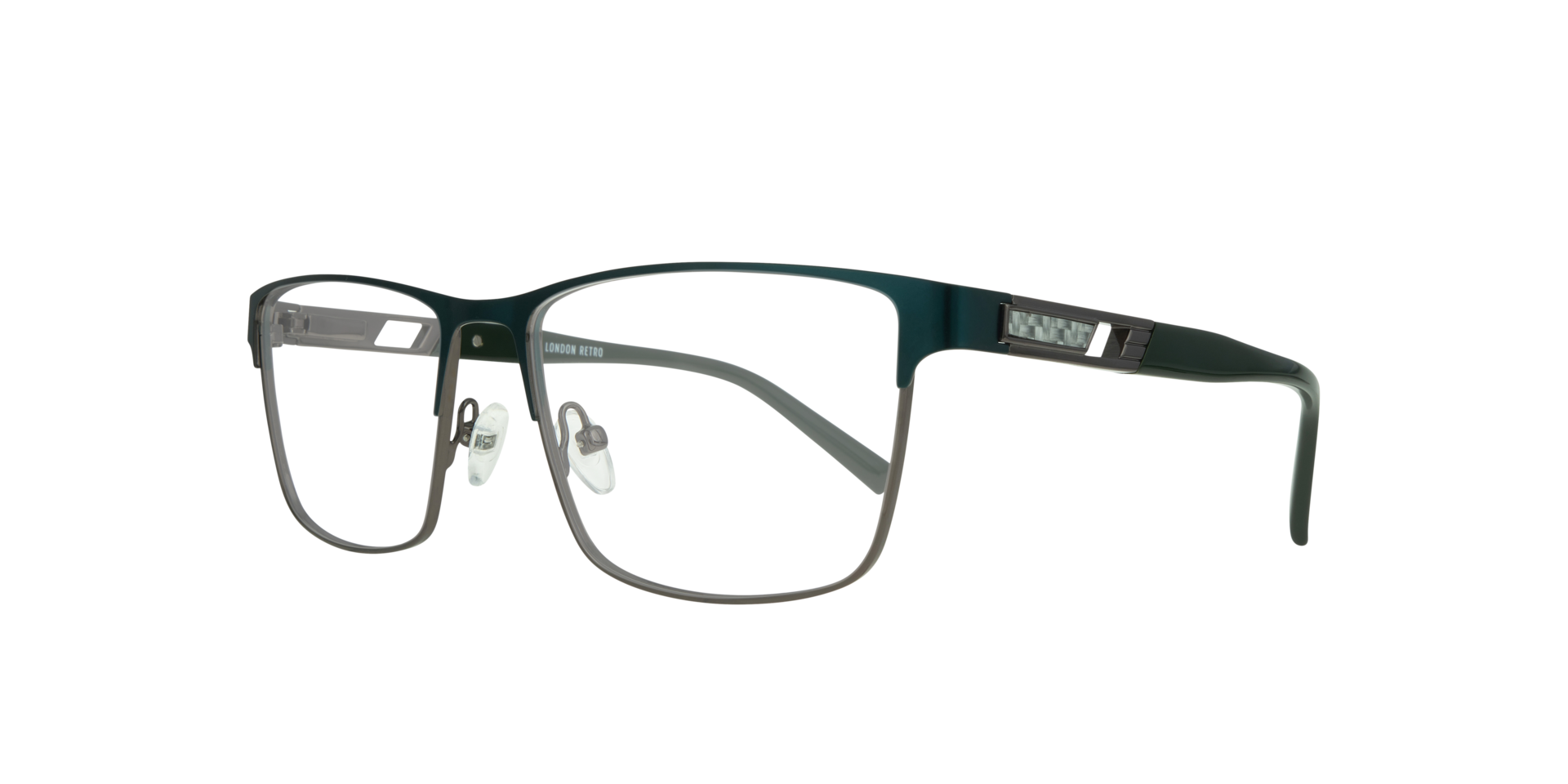 Ken Matte Green & Shiny Silver MetalEyeglass Frames for Glasses Direct, Angle View