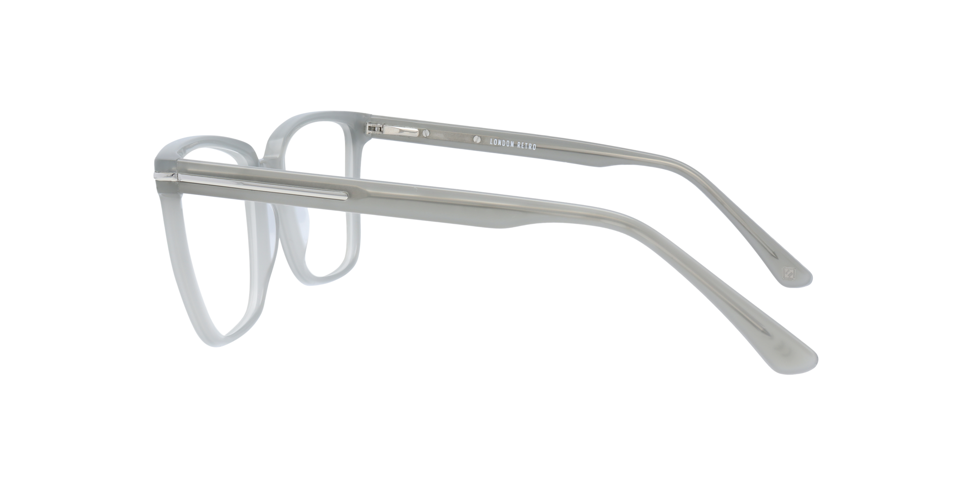 Balham Shiny Grey & Silver AcetateEyeglass Frames for Glasses Direct, Side View