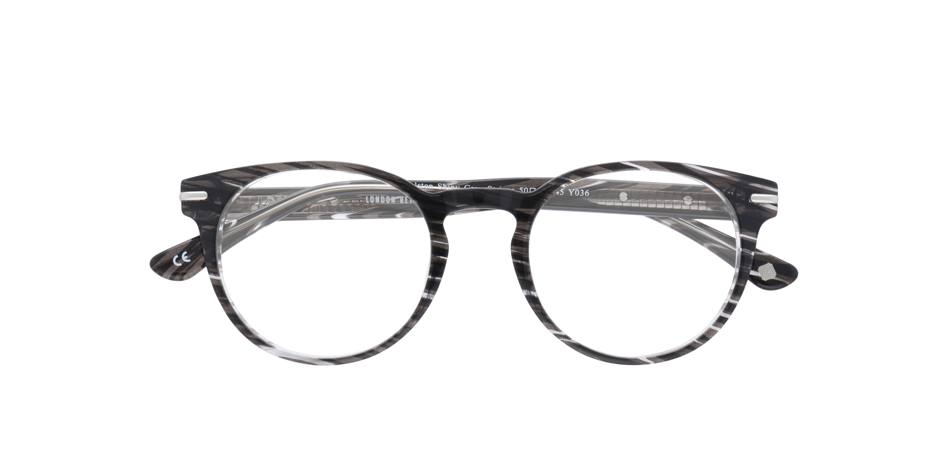 Dalston Shiny Grey Stripes AcetateEyeglass Frames for Glasses Direct, Closed View