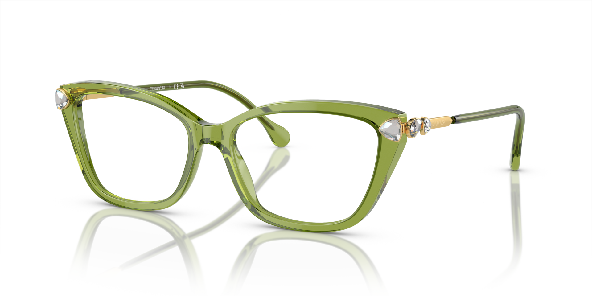 SK2011 Transparent Green AcetateEyeglass Frames for Glasses Direct, Angle View