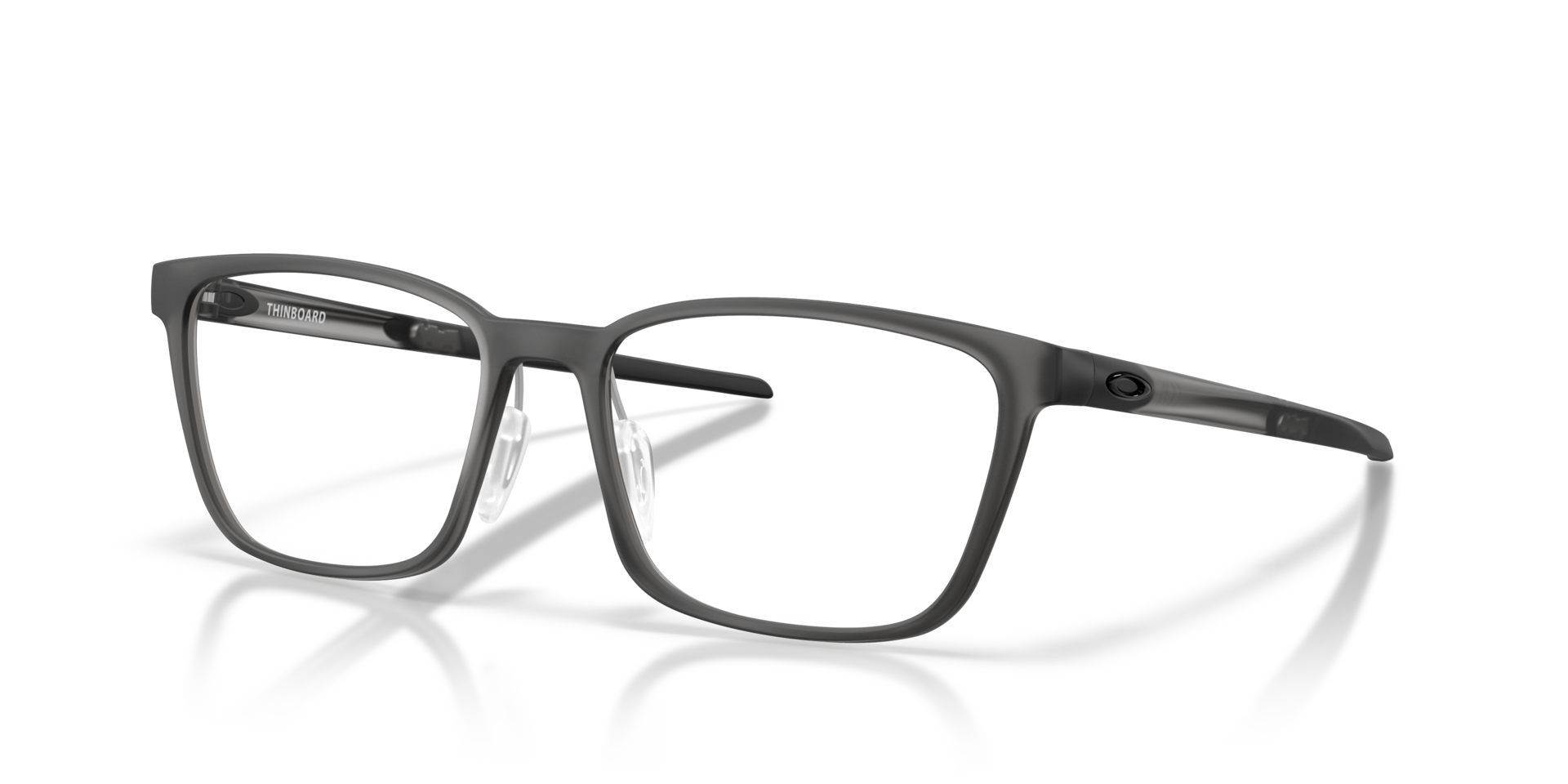 Thinboard Satin Grey Smoke PlasticEyeglass Frames for Glasses Direct, Angle View