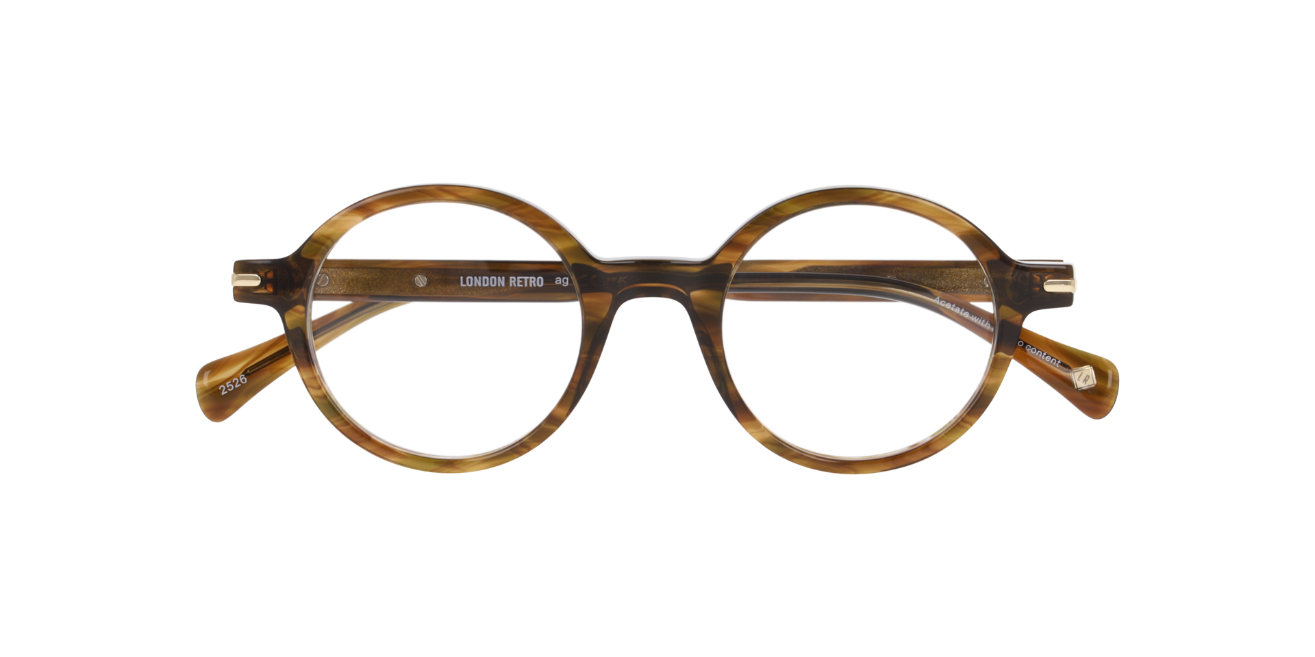 Nine Elms Stripped Brown AcetateEyeglass Frames for Glasses Direct, Closed View