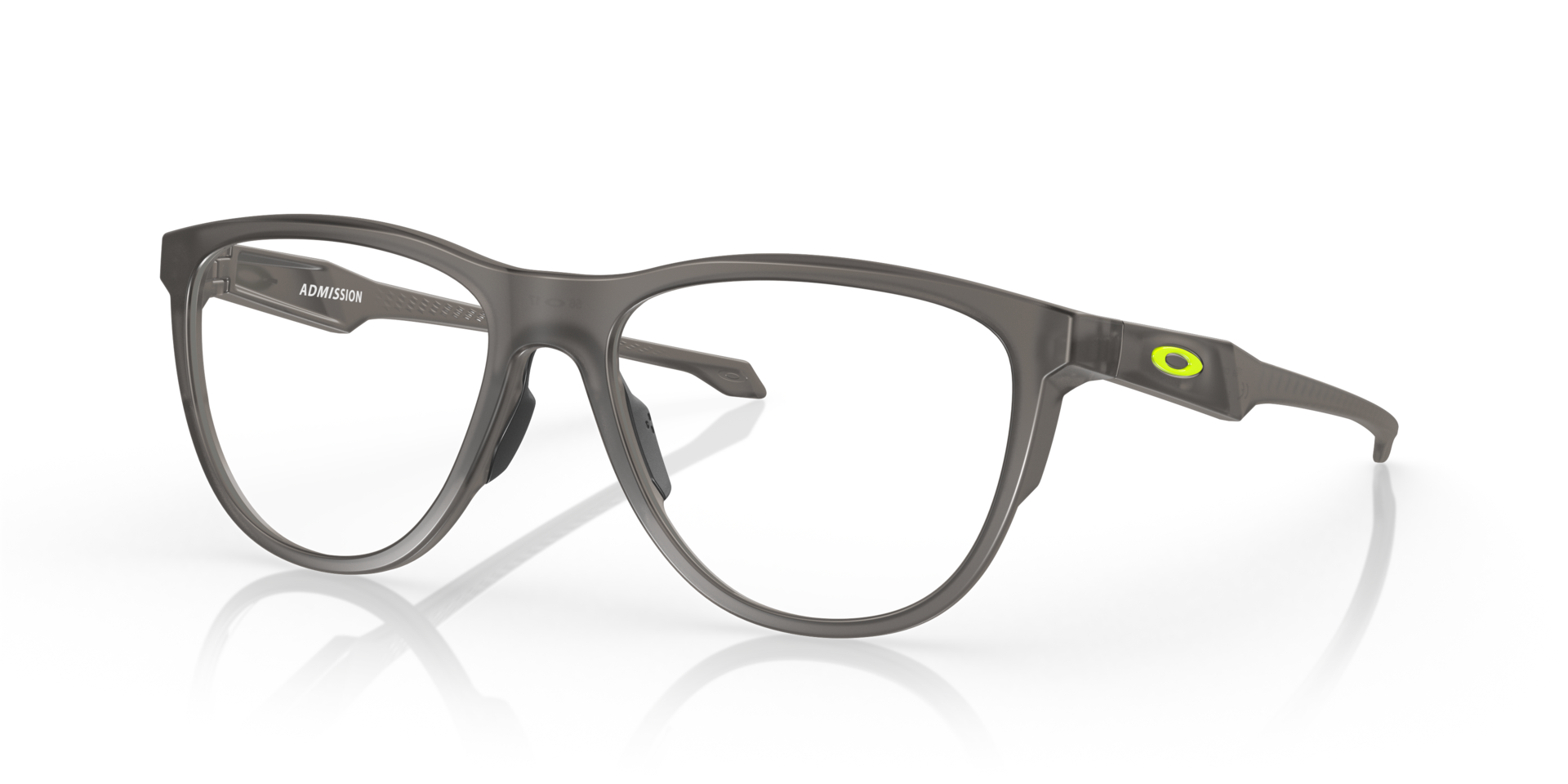 Admission Satin Grey Smoke PlasticEyeglass Frames for Glasses Direct, Angle View