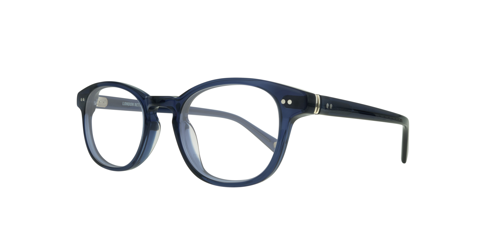 Walt Translucent Dark Blue AcetateEyeglass Frames for Glasses Direct, Angle View