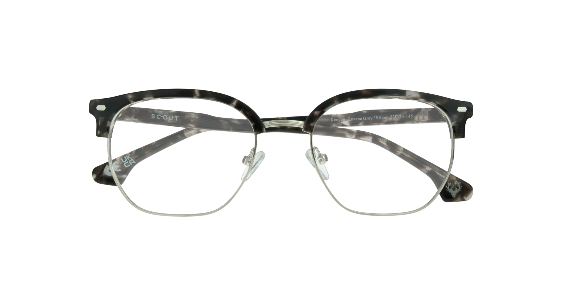 Keegan Havana Grey & Silver MetalEyeglass Frames for Glasses Direct, Closed View