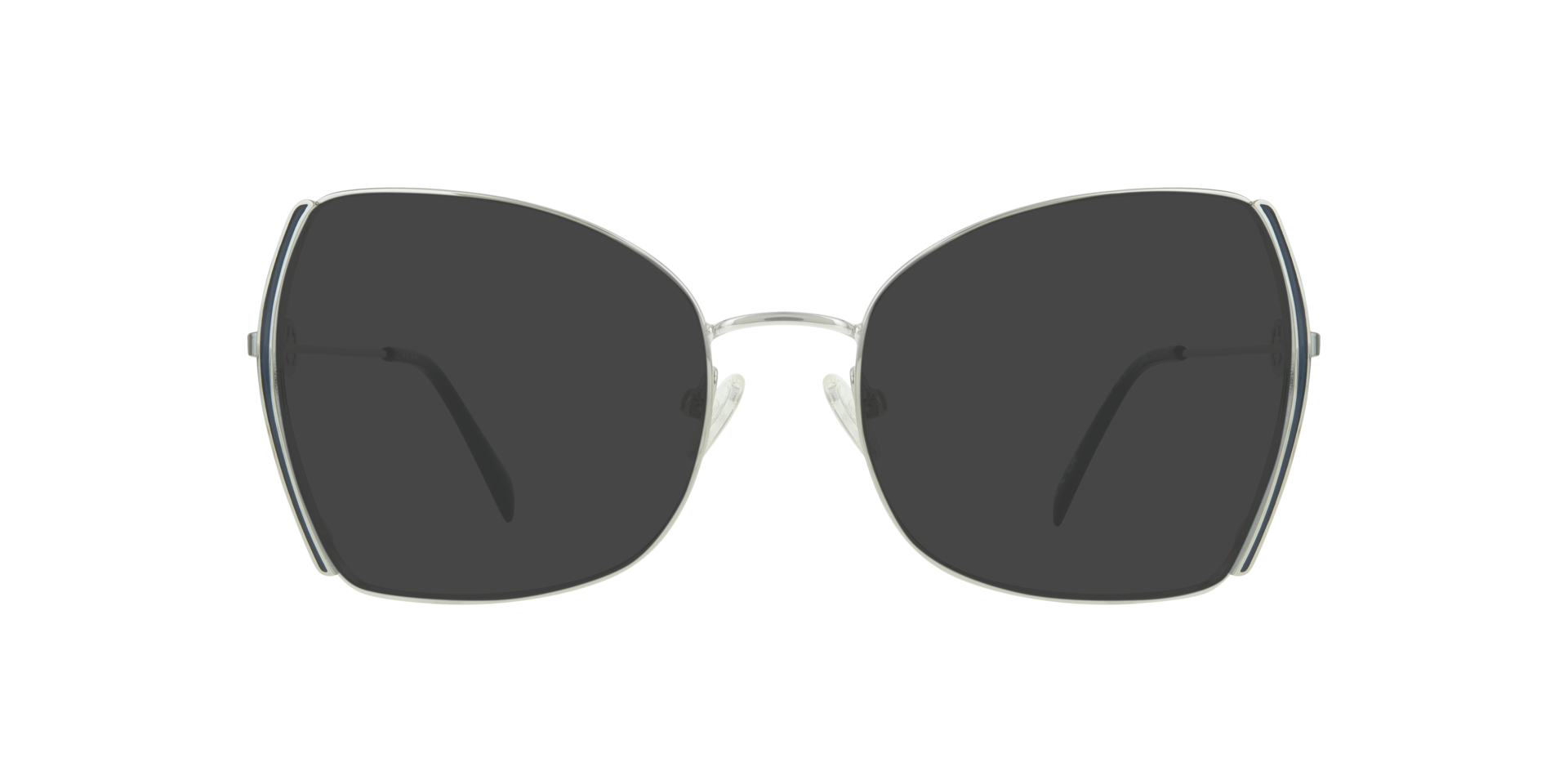 Kenna Silver & Navy Blue MetalEyeglass Frames for Glasses Direct, with Tinted Lenses