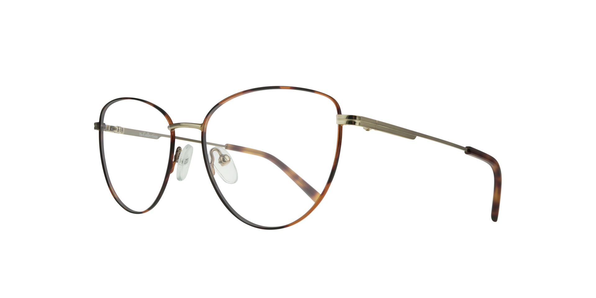 Janey Shiny Gold & Havana MetalEyeglass Frames for Glasses Direct, Angle View