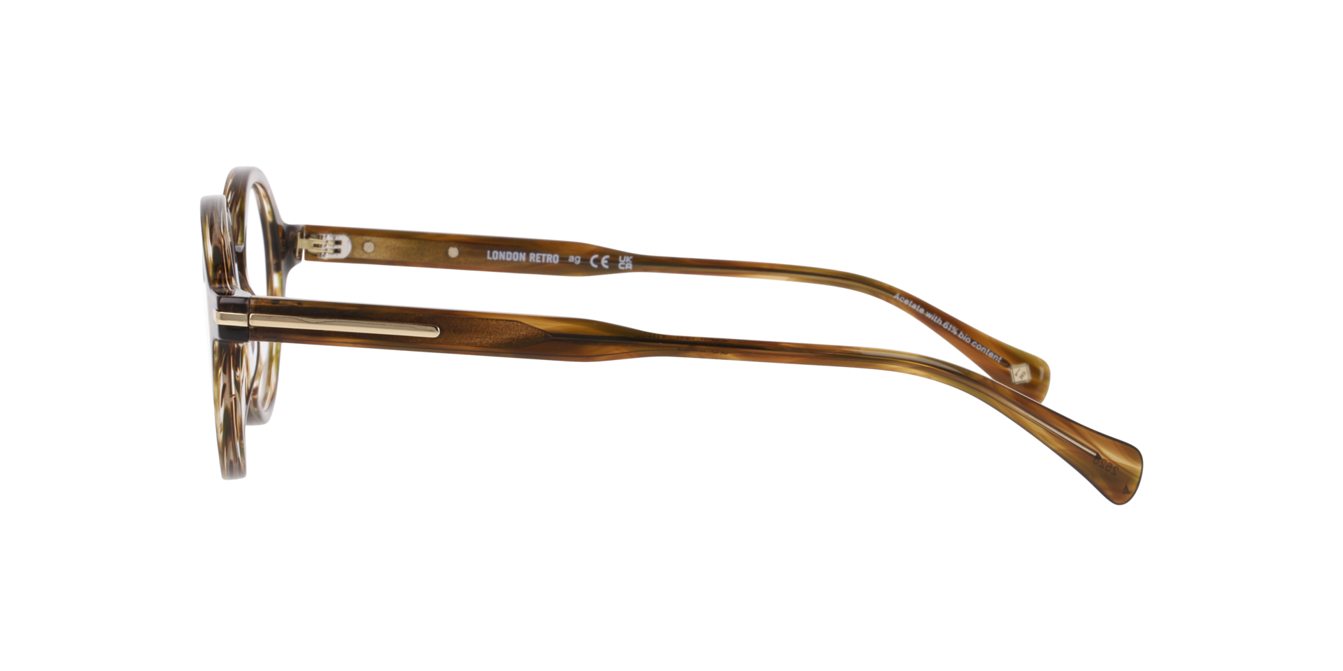 Nine Elms Stripped Brown AcetateEyeglass Frames for Glasses Direct, Side View