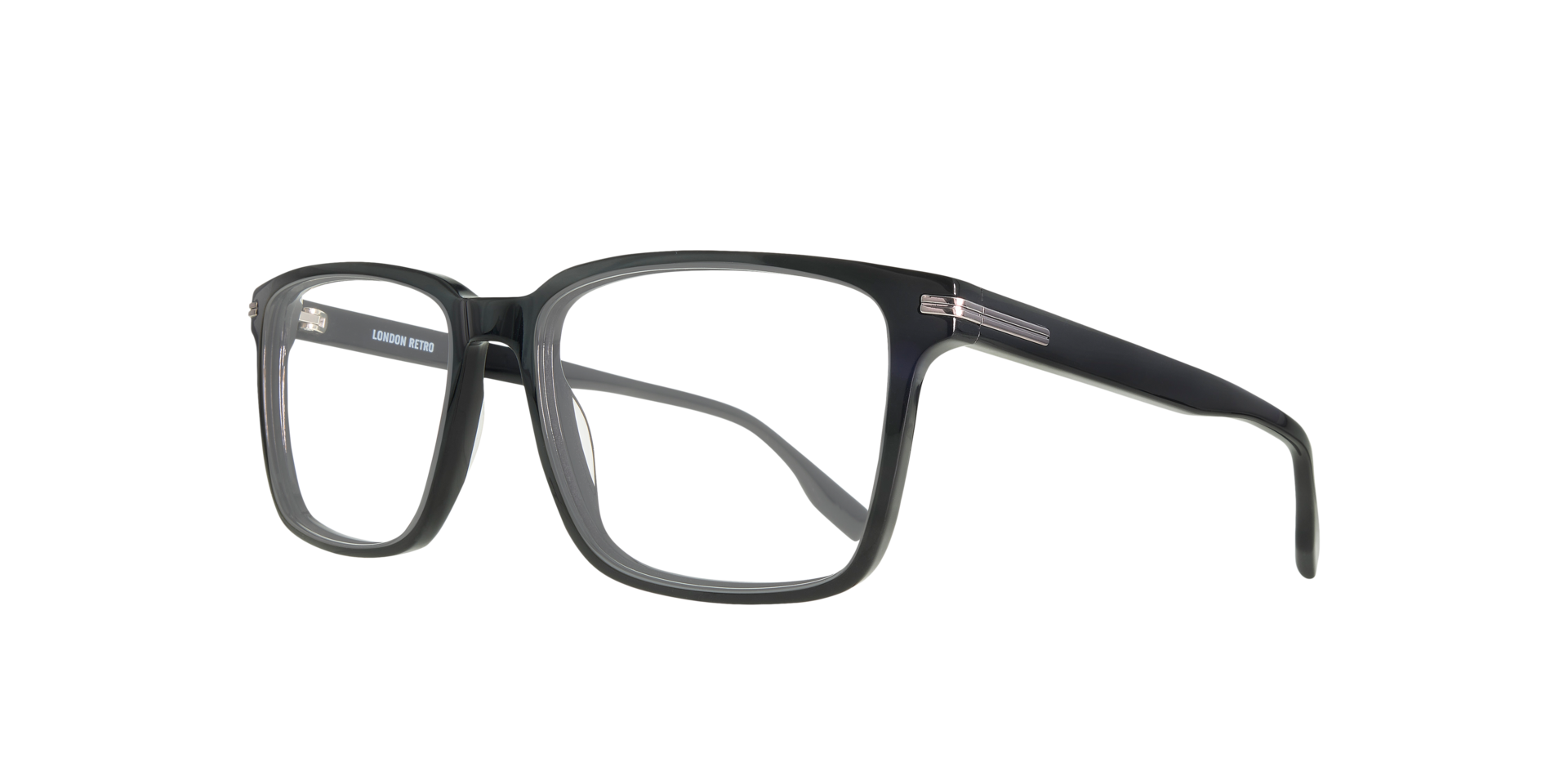 Leith Black & Silver AcetateEyeglass Frames for Glasses Direct, Angle View