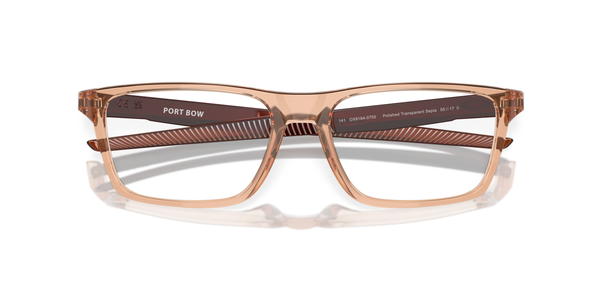 Port Bow Coalesce Collection Polished Transparent Sepia PlasticEyeglass Frames for Glasses Direct, Closed View