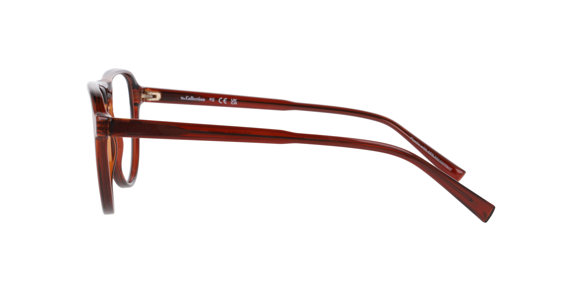 Nigel Transparent Brown PlasticEyeglass Frames for Glasses Direct, Side View