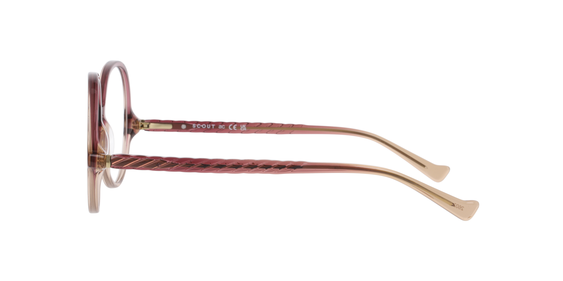 Nia Pink & Beige AcetateEyeglass Frames for Glasses Direct, Side View