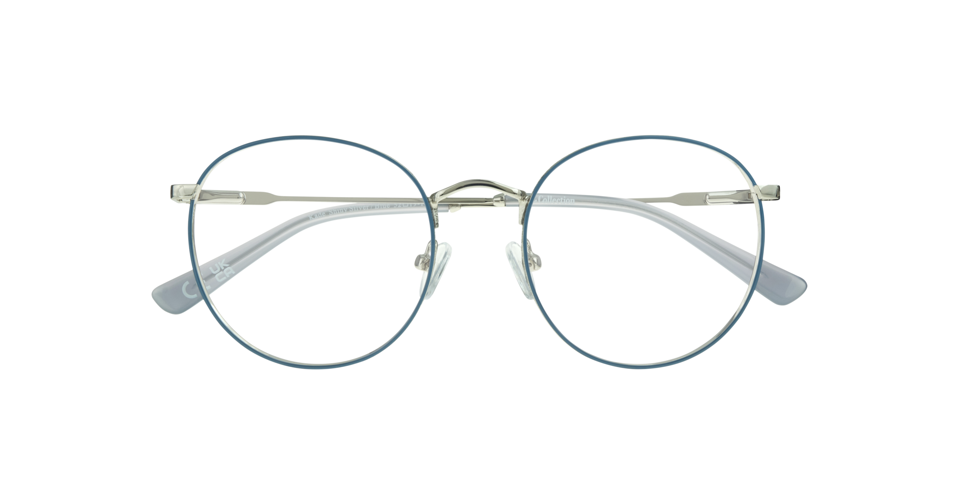 Kade Shiny Silver & Blue MetalEyeglass Frames for Glasses Direct, Closed View