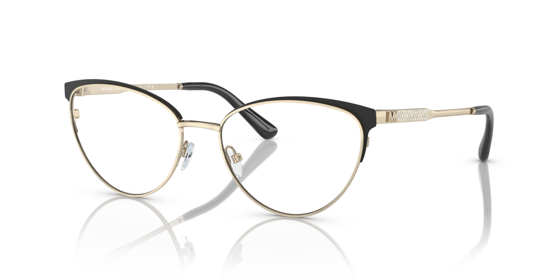 MK3064B Light Gold & Matte Black MetalEyeglass Frames for Glasses Direct, Angle View