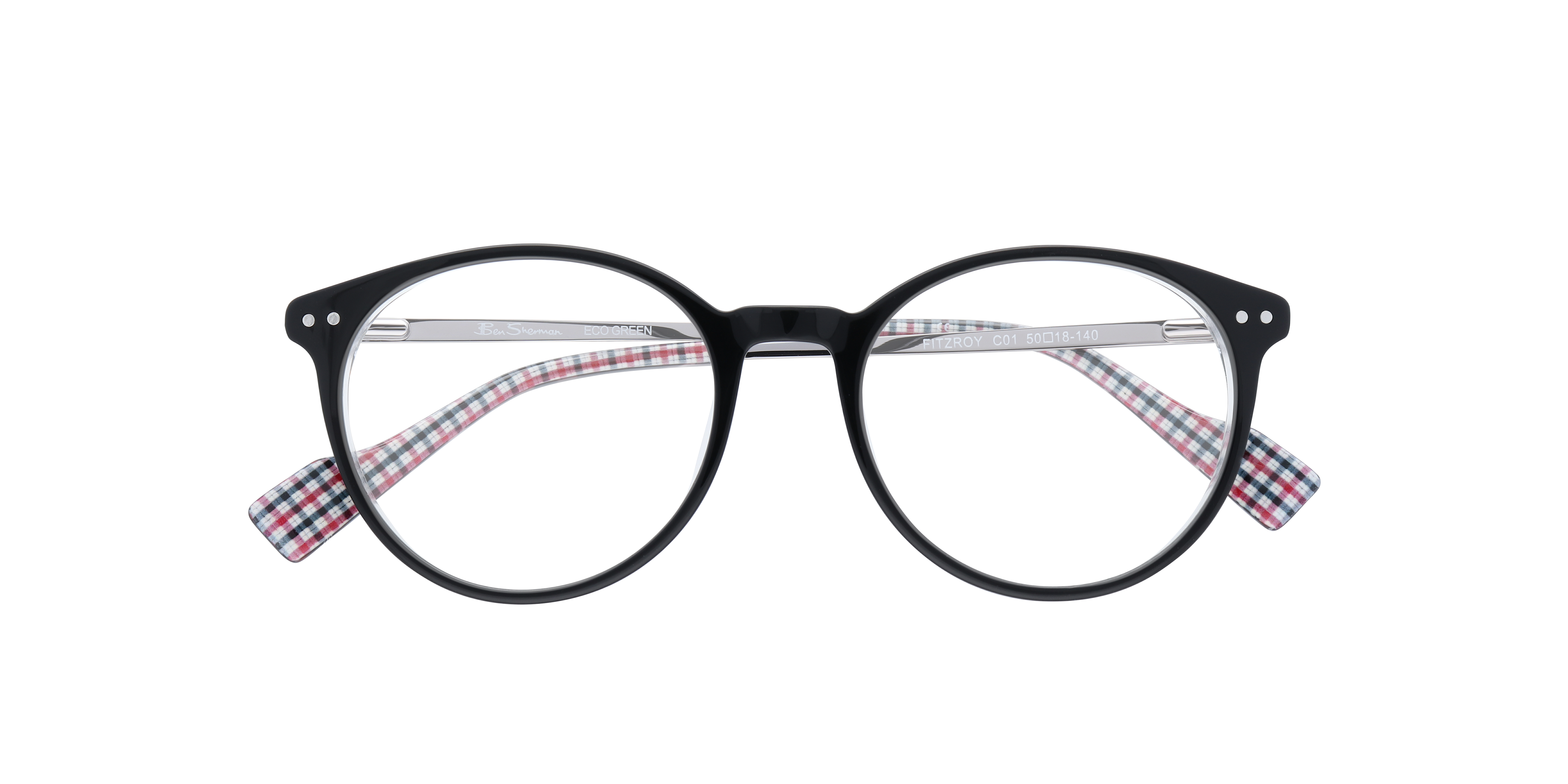 Fitzroy BN Black MetalEyeglass Frames for Glasses Direct, Closed View