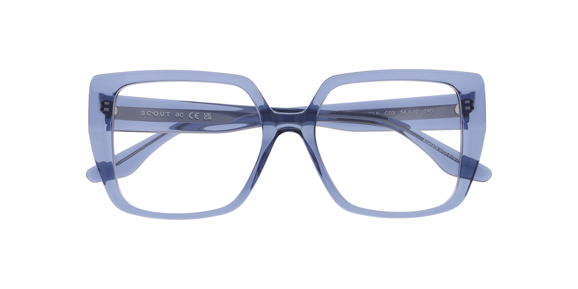 Michèle Crystal Blue AcetateEyeglass Frames for Glasses Direct, Closed View