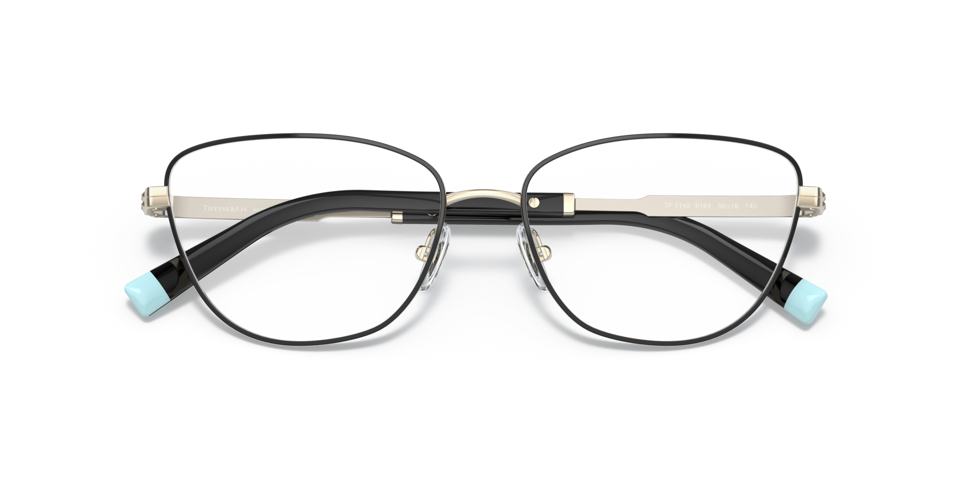 TF1142 Black On Pale Gold MetalEyeglass Frames for Glasses Direct, Closed View
