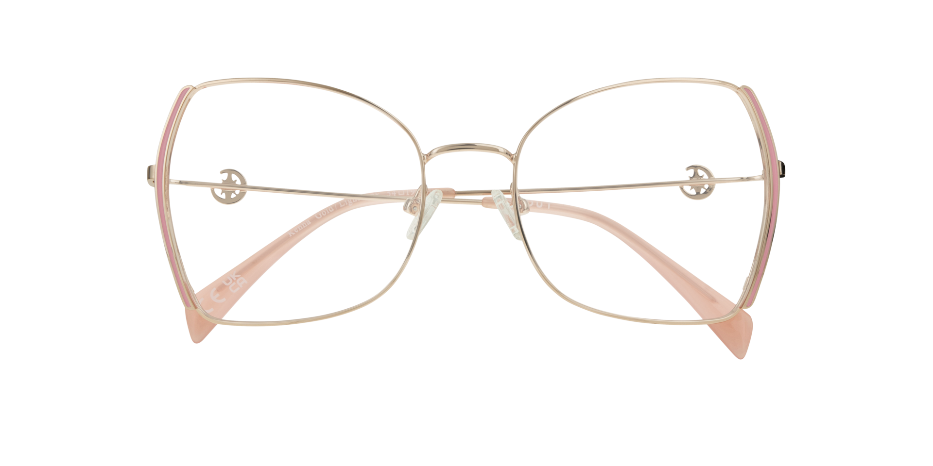 Kenna Gold & Light Pink MetalEyeglass Frames for Glasses Direct, Closed View
