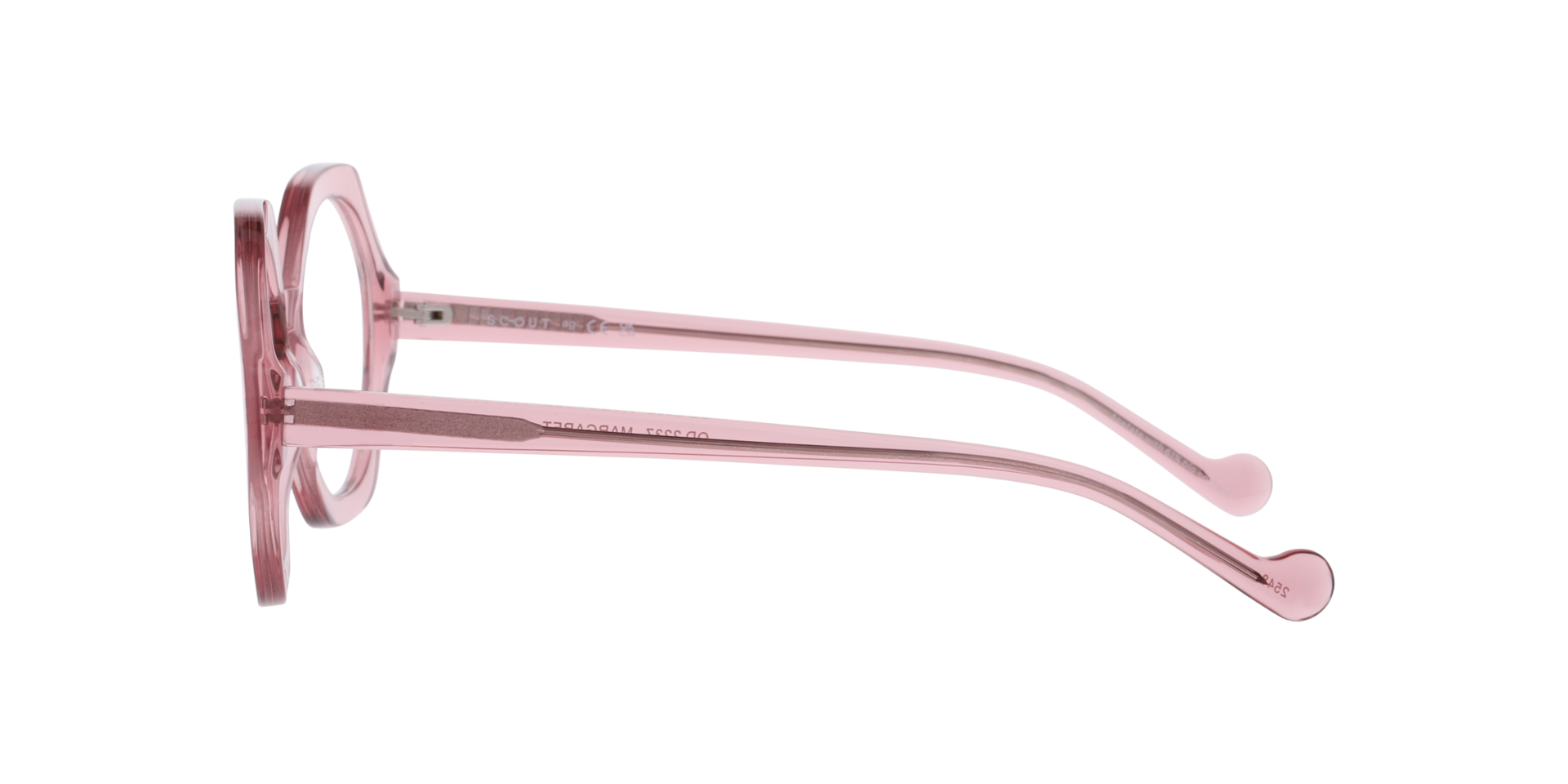 Margaret Transparent Pink AcetateEyeglass Frames for Glasses Direct, Side View