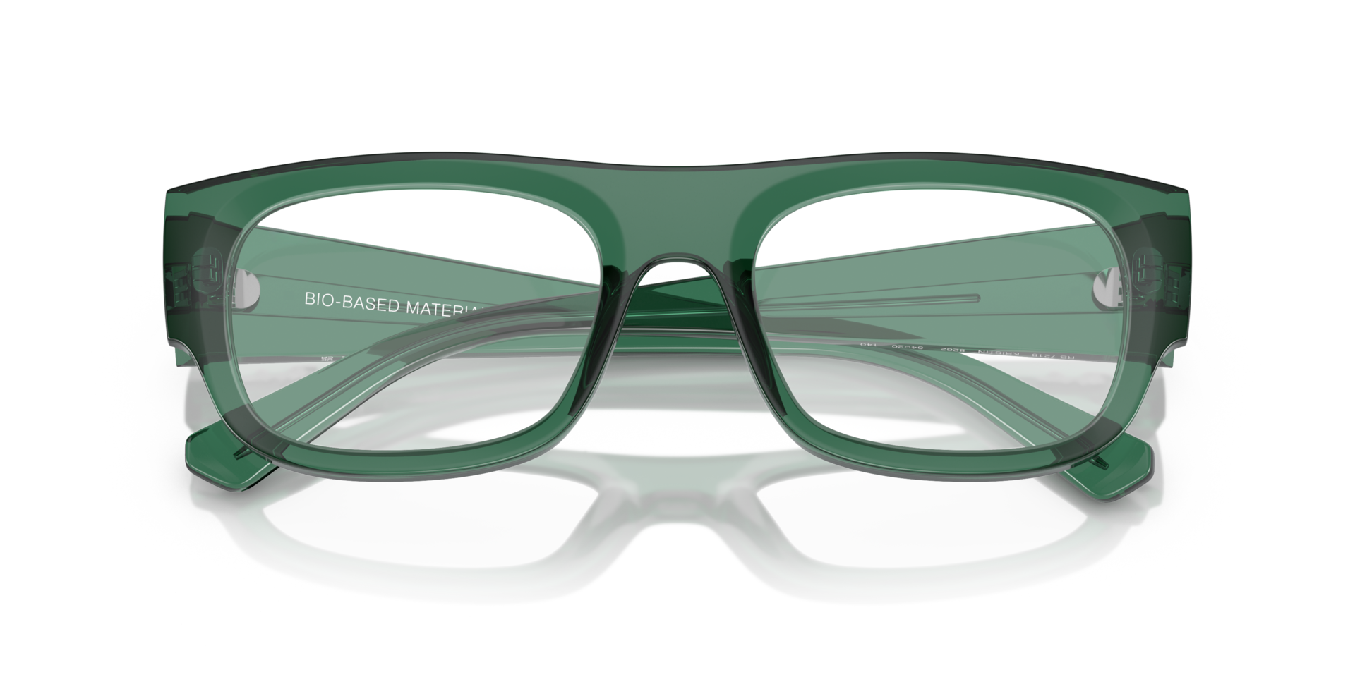 Kristin Optics Bio-Based Transparent Green PlasticEyeglass Frames for Glasses Direct, Closed View