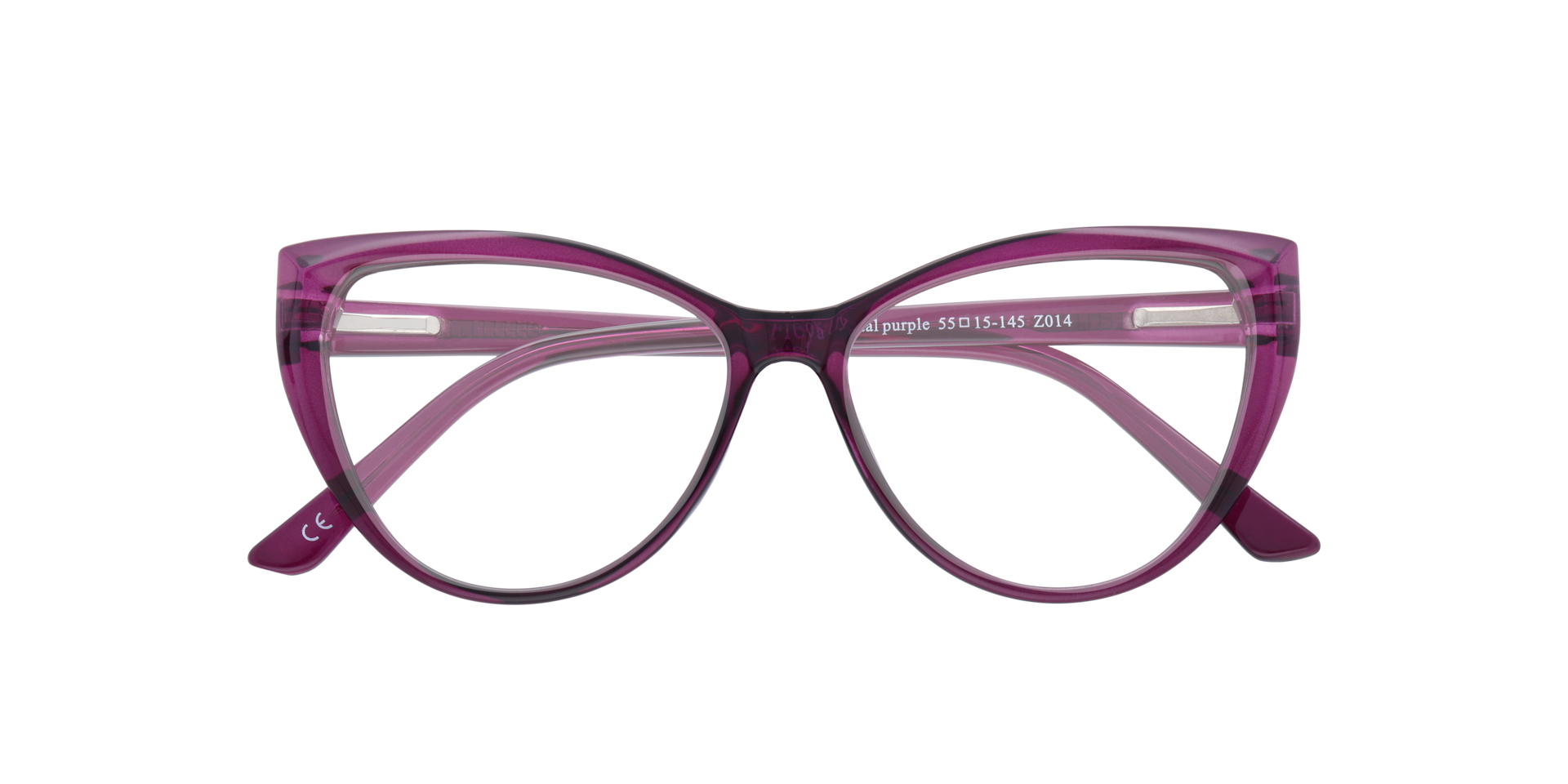 Freya Crystal & Purple PlasticEyeglass Frames for Glasses Direct, Closed View