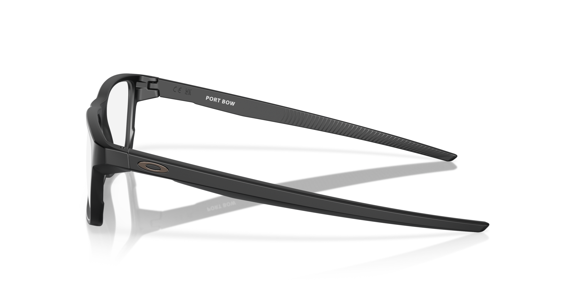 Port Bow Satin Black PlasticEyeglass Frames for Glasses Direct, Side View