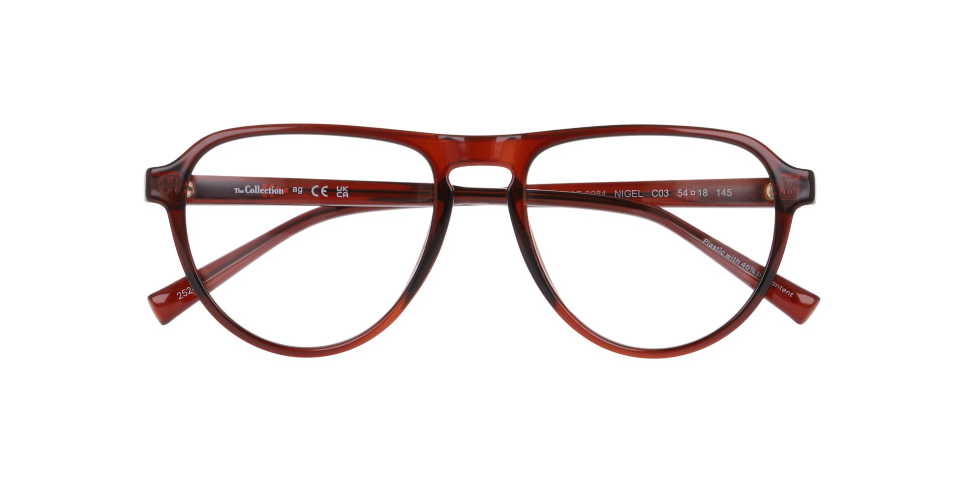 Nigel Transparent Brown PlasticEyeglass Frames for Glasses Direct, Closed View