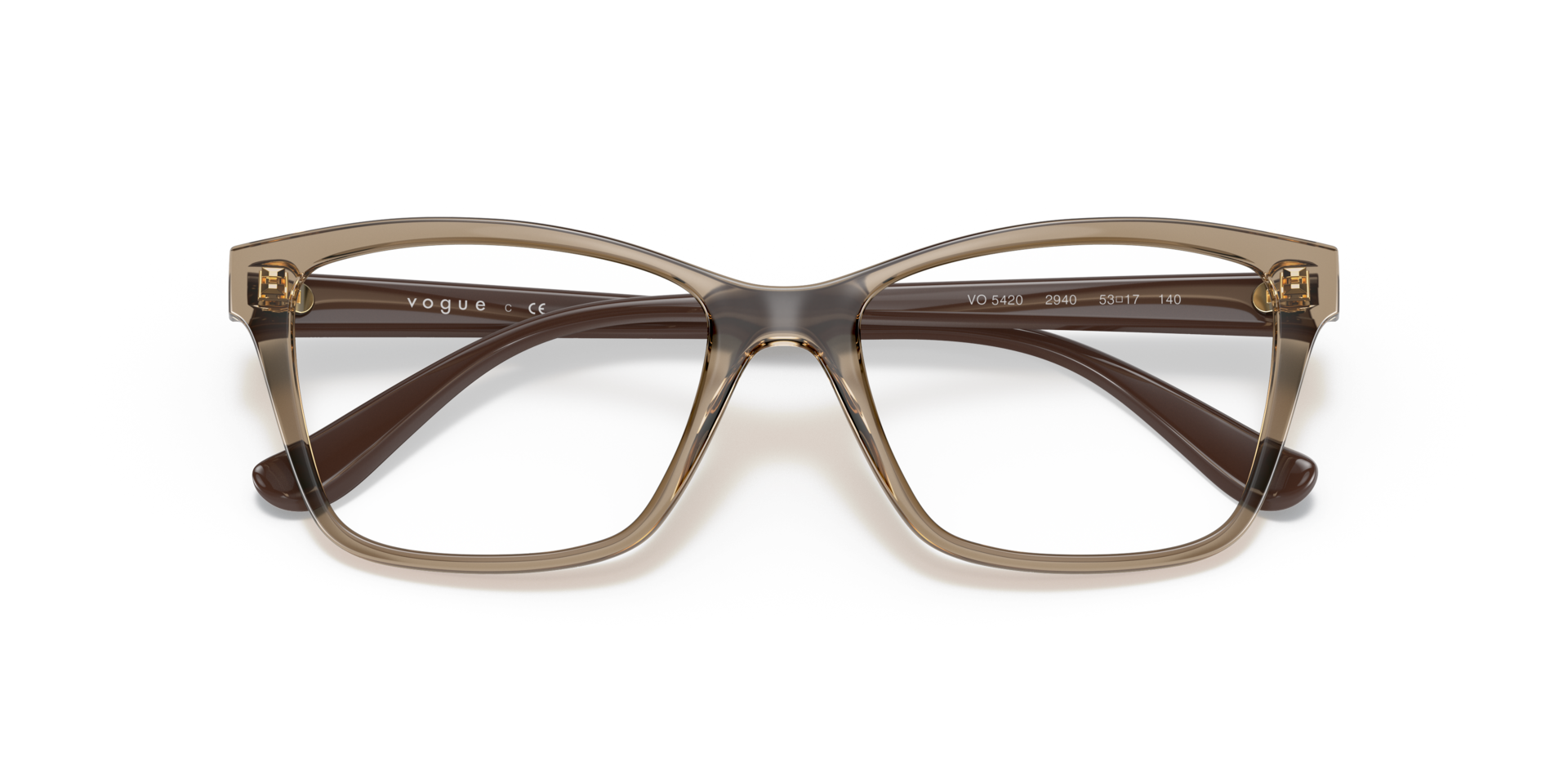 VO5420 Transparent Brown PlasticEyeglass Frames for Glasses Direct, Closed View