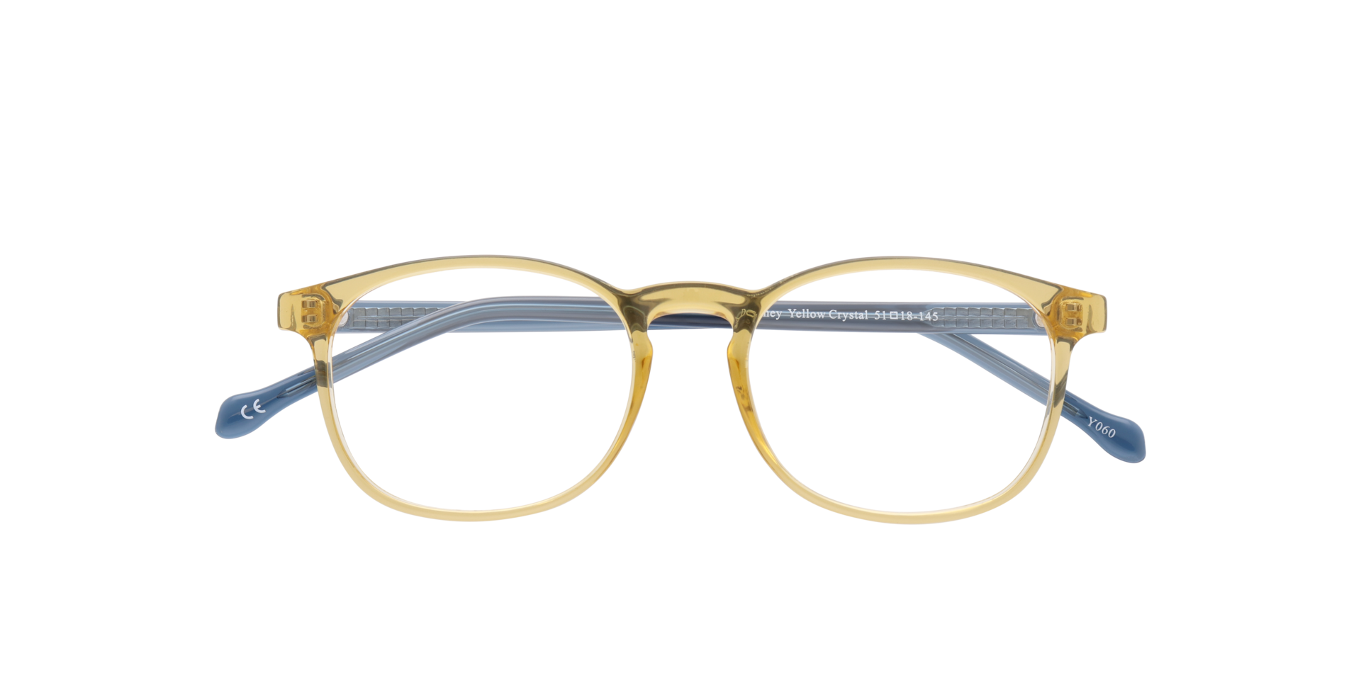 Delaney Yellow Crystal PlasticEyeglass Frames for Glasses Direct, Closed View