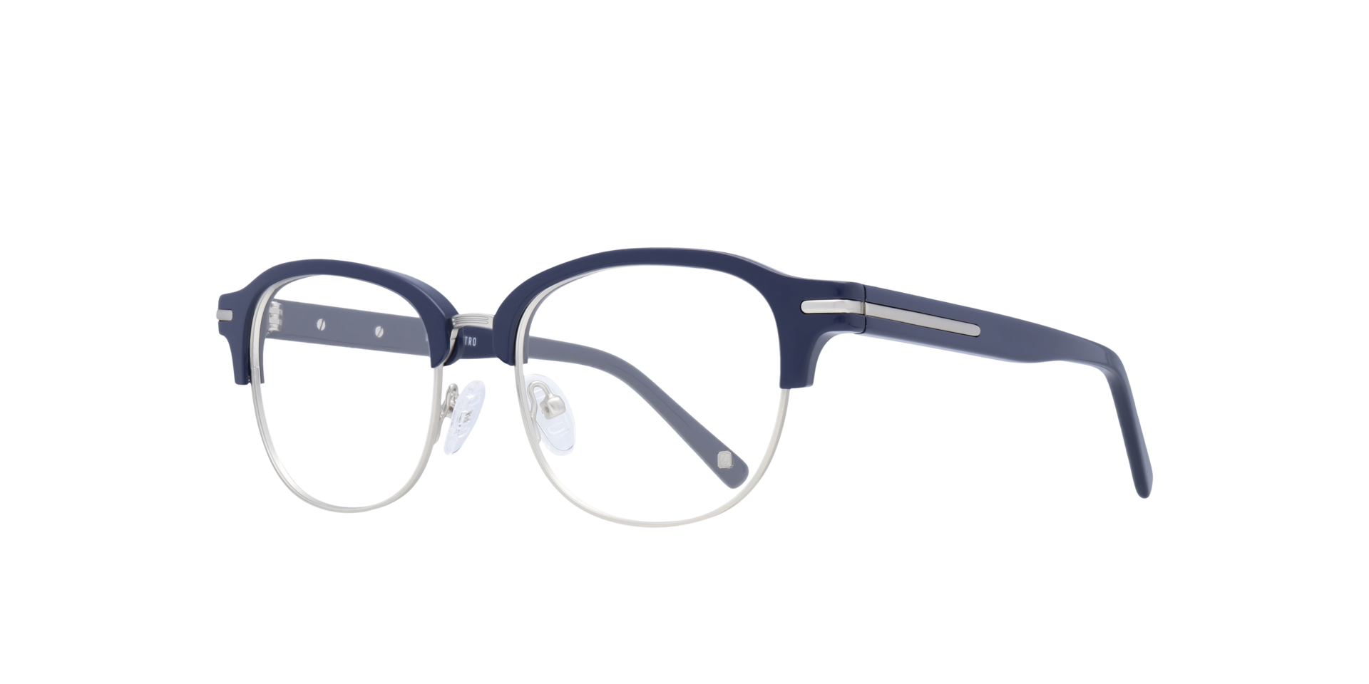Grange Solid Navy Blue MetalSunglass Frames for Glasses Direct, Angle View