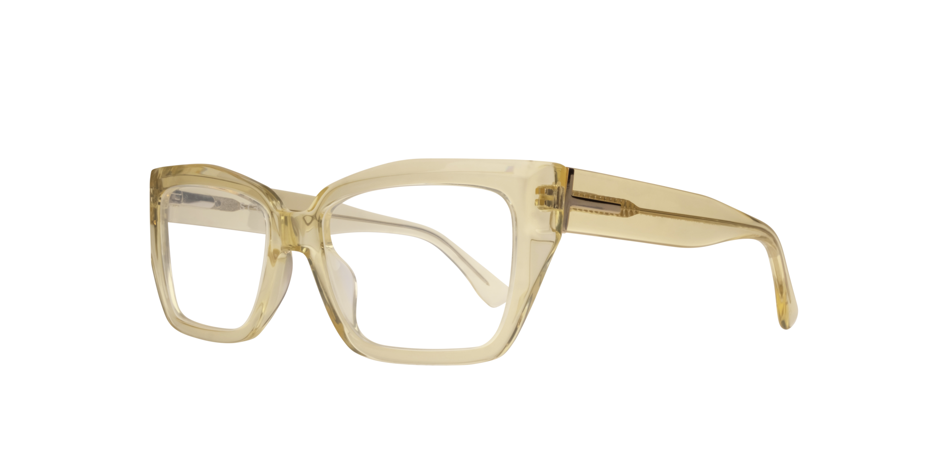 Hallie Crystal Yellow AcetateEyeglass Frames for Glasses Direct, Angle View
